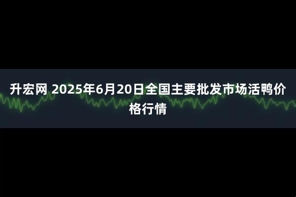 升宏网 2025年6月20日全国主要批发市场活鸭价格行情