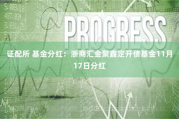 证配所 基金分红：浙商汇金聚鑫定开债基金11月17日分红